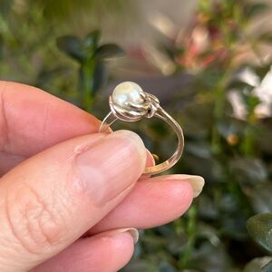 Vintage Sterling Silver Pearl Ring